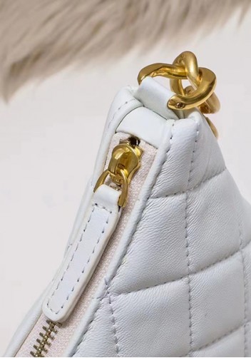 Adele Lambskin Chain Hobo White