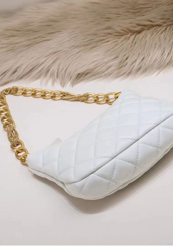 Adele Lambskin Chain Hobo White