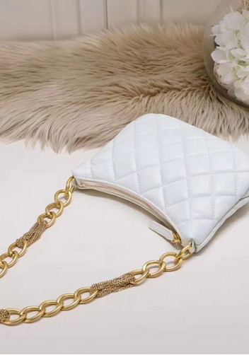 Adele Lambskin Chain Hobo White