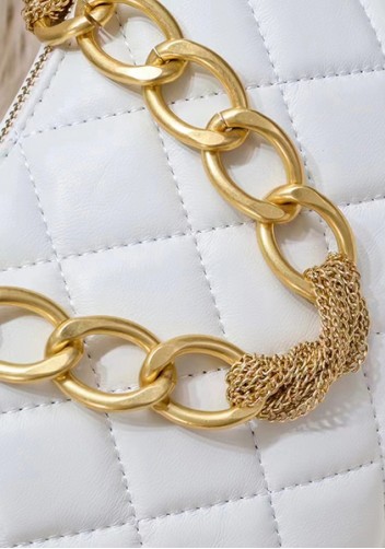 Adele Lambskin Chain Hobo White
