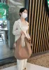 Adrienne Leather Large Shoulder Bag Beige