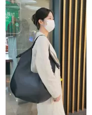 Adrienne Leather Large Shoulder Bag Black