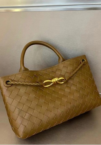 Allegria Woven Horizontal Leather Shoulder Bag Acorn