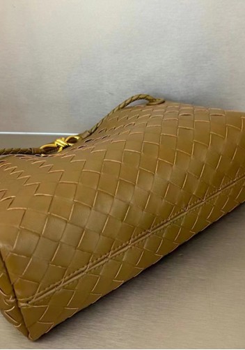 Allegria Woven Horizontal Leather Shoulder Bag Acorn