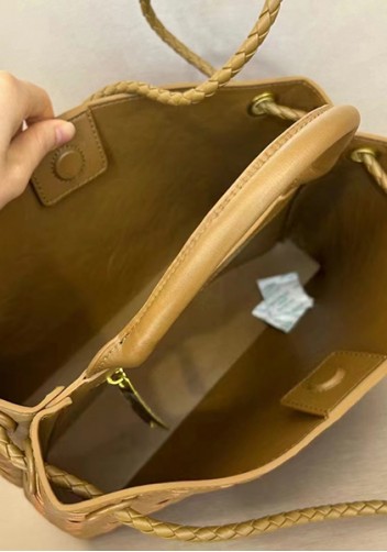 Allegria Woven Horizontal Leather Shoulder Bag Acorn