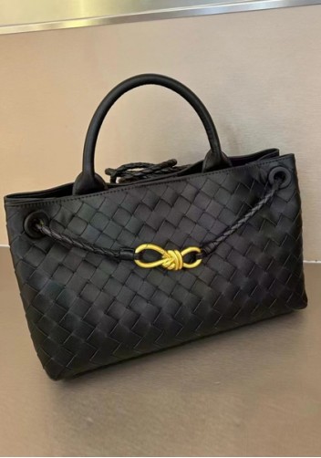 Allegria Woven Horizontal Leather Shoulder Bag Black