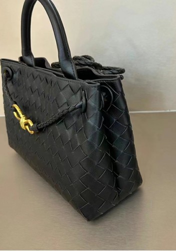 Allegria Woven Horizontal Leather Shoulder Bag Black