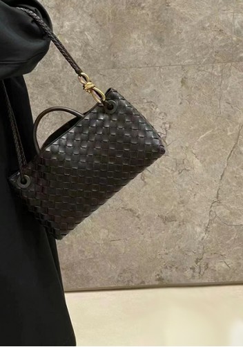 Allegria Woven Horizontal Leather Shoulder Bag Black