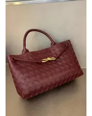 Allegria Woven Horizontal Leather Shoulder Bag Burgundy
