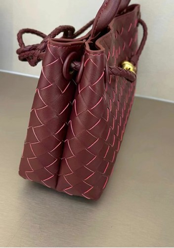 Allegria Woven Horizontal Leather Shoulder Bag Burgundy