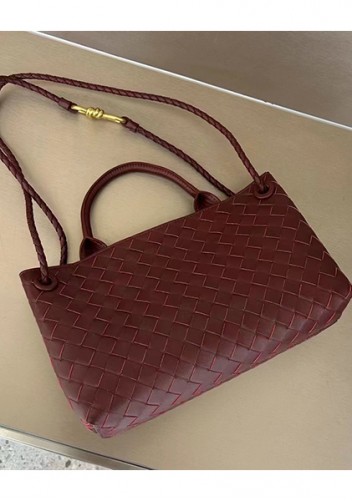 Allegria Woven Horizontal Leather Shoulder Bag Burgundy