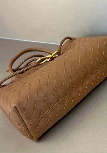 Allegria Woven Horizontal Leather Shoulder Bag Camel