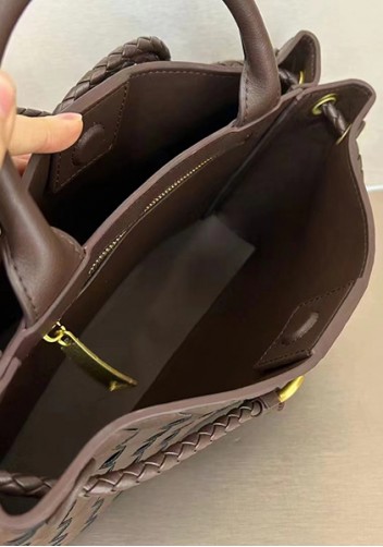 Allegria Woven Horizontal Leather Shoulder Bag Choco