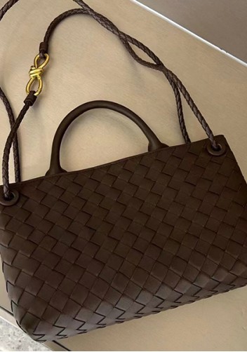 Allegria Woven Horizontal Leather Shoulder Bag Choco