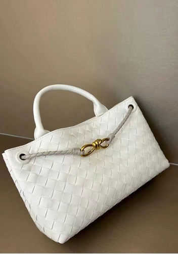 Allegria Woven Horizontal Leather Shoulder Bag Cream
