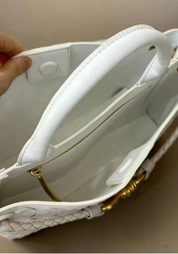Allegria Woven Horizontal Leather Shoulder Bag Cream