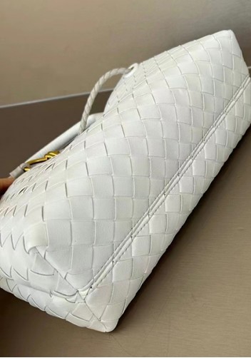 Allegria Woven Horizontal Leather Shoulder Bag Cream