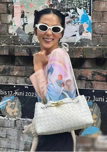 Allegria Woven Horizontal Leather Shoulder Bag Cream