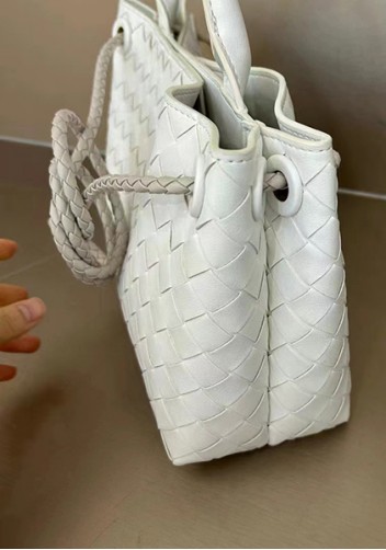 Allegria Woven Horizontal Leather Shoulder Bag Cream