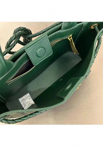 Allegria Woven Horizontal Leather Shoulder Bag Green