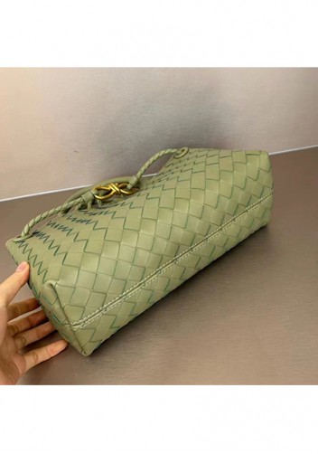 Allegria Woven Horizontal Leather Shoulder Bag Stone Green