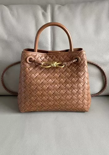 Allegria Woven Small Leather Shoulder Bag Acorn