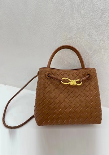 Allegria Woven Small Leather Shoulder Bag Acorn