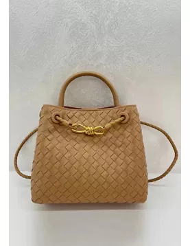 Allegria Woven Small Leather Shoulder Bag Beige