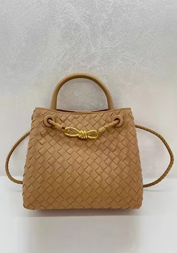 Allegria Woven Small Leather Shoulder Bag Beige