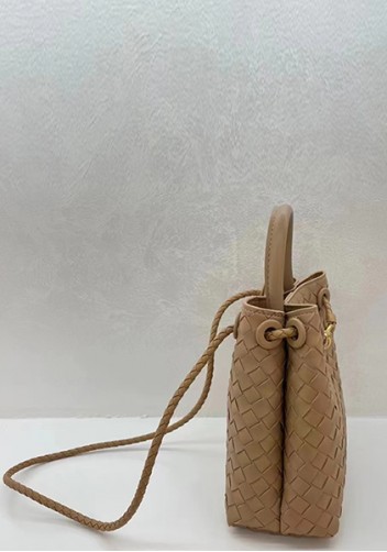 Allegria Woven Small Leather Shoulder Bag Beige