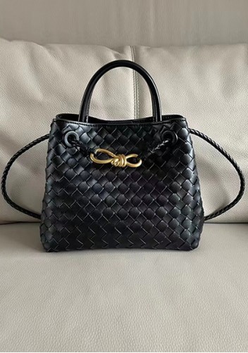 Allegria Woven Small Leather Shoulder Bag Black