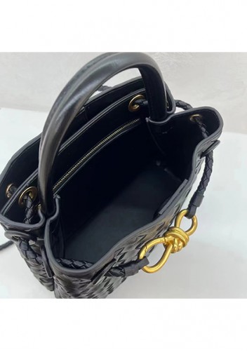Allegria Woven Small Leather Shoulder Bag Black