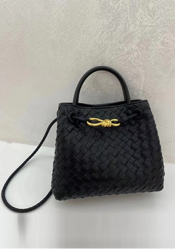 Allegria Woven Small Leather Shoulder Bag Black