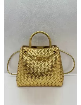 Allegria Woven Small Leather Shoulder Bag Gold