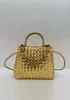 Allegria Woven Small Leather Shoulder Bag Gold