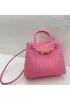 Allegria Woven Small Leather Shoulder Bag Pink