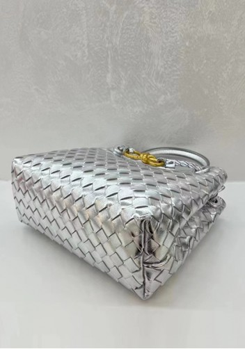 Allegria Woven Small Leather Shoulder Bag Silver