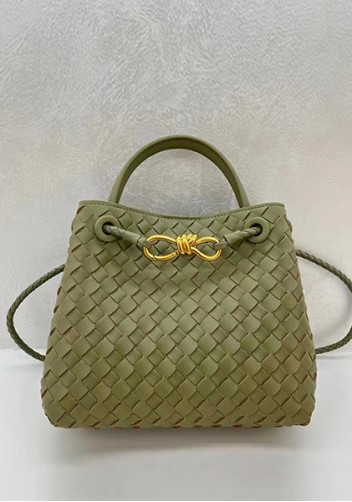 Allegria Woven Small Leather Shoulder Bag Stone Green