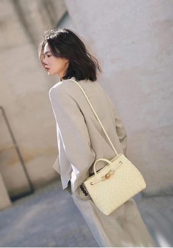 Allegria Woven Small Leather Shoulder Bag Yellow