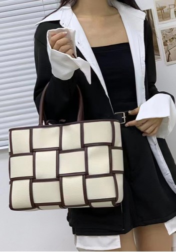 Mia Woven Canvas 12 Squares Tote Choco