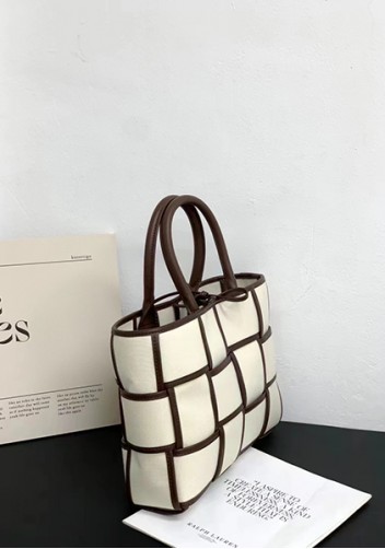 Mia Woven Canvas 12 Squares Tote Choco