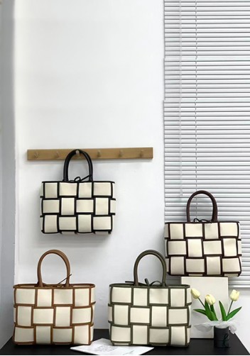Mia Woven Canvas 12 Squares Tote Choco