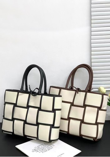 Mia Woven Canvas 12 Squares Tote Choco