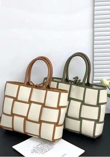 Mia Woven Canvas 12 Squares Tote Choco