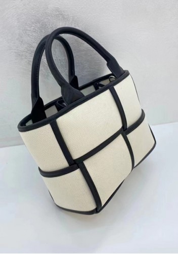 Mia Woven Canvas 4 Squares Tote Black