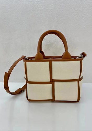 Mia Woven Canvas 4 Squares Tote Camel