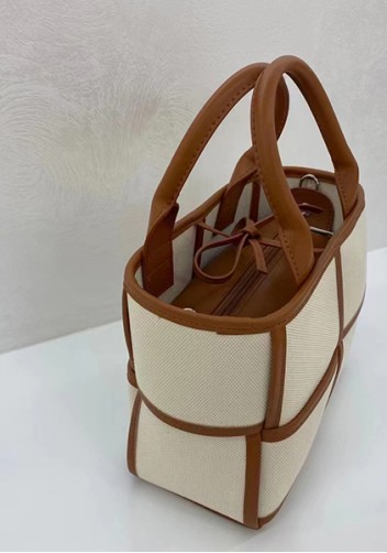 Mia Woven Canvas 4 Squares Tote Camel