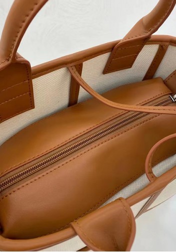 Mia Woven Canvas 4 Squares Tote Camel