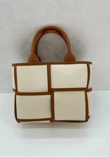 Mia Woven Canvas 4 Squares Tote Camel