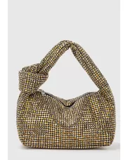 Olga Knotted Crystal-Embellished Shoulder Bag Champagne